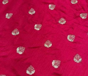 42 Inch Vichitra Shimmer Paan Butta Embroidered Fabric