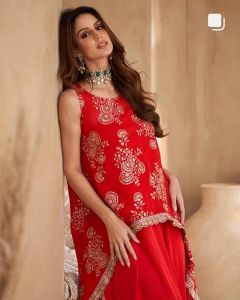 42 Inch Vichitra Shimmer Zari Butta Embroidered Fabric