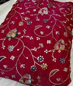 44 Inch Fendi Space Silk Allover Zaal Embroidery Fabric