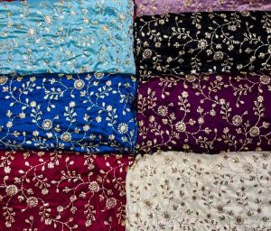 44 Inch Multicolor Fendi Space Silk Stone Work Fabric