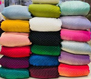 44 Inch Multicolor Fendi Space Silk Stone Work Fabric