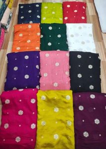58 Inch Vichitra Shimmer Allover Butta Design Fabric