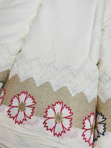 Cora Cotton Daman Sequins Thread Embroidery Fabric