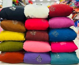 Designer Mul Chanderi Butta Embroidery Fabric