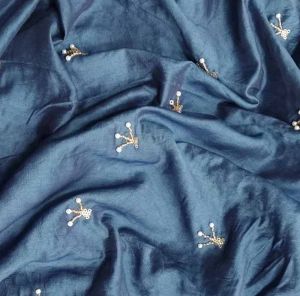 Fancy Pearl Mul Chanderi Thread Work Fabric