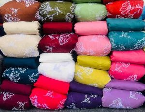 Floral Butta Mul Chanderi Embroidery Fabric