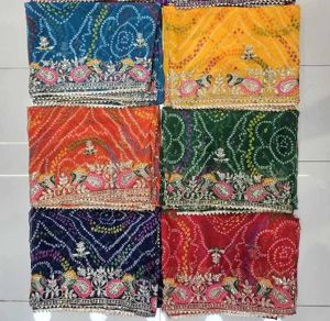 Georgette Bandhani Vintage Peacock Dupatta