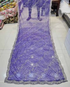 Georgette Leheriya Print Four Side Cutwork Dupatta