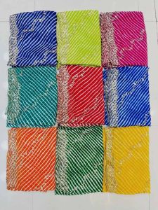 Georgette Leheriya Print Four Side Cutwork Dupatta