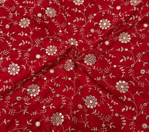 Mirror Sequins Zaal Embroidered Georgette Fabric