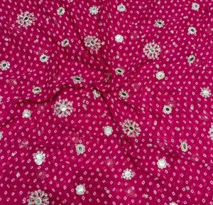 Mirror Work Bandhani Printed Georgette Fabric