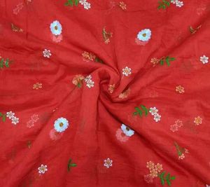 Mul Chanderi Allover Multi Thread Butta Embroidery Fabric
