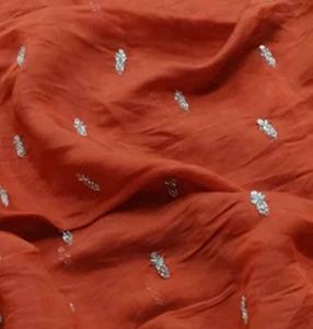 Mul Chanderi Original Beats Cutdana Butti Embroidery Fabric