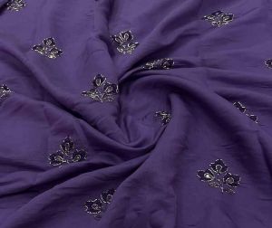 Mul Chanderi Tone To Tone Thread Butta Embroidery Fabric