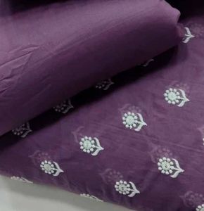 Mul Chanderi White Thread Butti Embroidery Fabric