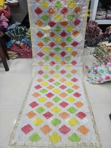 Nylon Organza Four Side Brush Print Dupatta