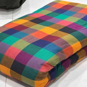 Pure Cotton Multi Checks Printed Fabric