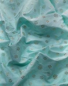 Pure Mercerise Cotton Mukesh Work Fabric