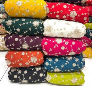 Rangoli Crush Allover Semi Beats Zaal Embroidery Fabric