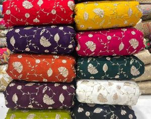 Rangoli Crush Allover Semi Beats Zaal Embroidery Fabric