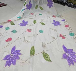 Soft Organza Gota Work Brush Print Dupatta