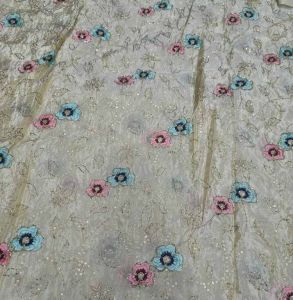 Tissue Shimmer Allover Multi Thread Zaal Embroidery Fabric