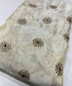 Tissue Shimmer Mirror Butti Embroidery Fabric