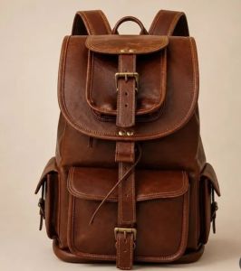 Buckle Leather Backpack