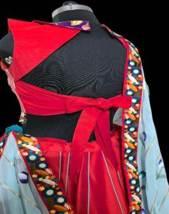 Ladies Red Pure Chinon Silk Lehenga Choli with Embroidered Dupatta