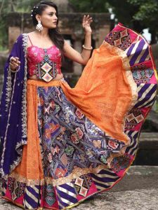 Ladies Multicolor Sequin Embroidery Work Lehenga Choli with Hand Work Dupatta