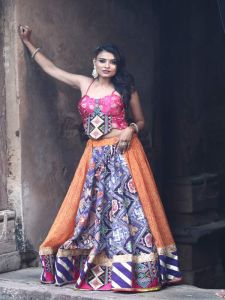 Ladies Multicolor Sequin Embroidery Work Lehenga Choli with Hand Work Dupatta