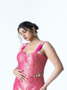 Ladies Pink Pure Banarasi Silk Lehenga Choli Set