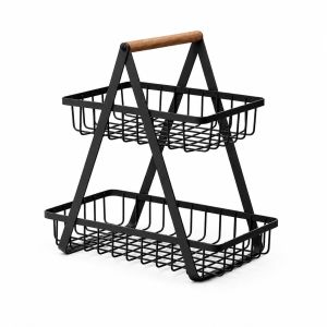 Black 2 Tier Metal Storage Basket
