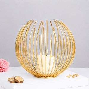 Gold Metal Wire Cage Candle Holder