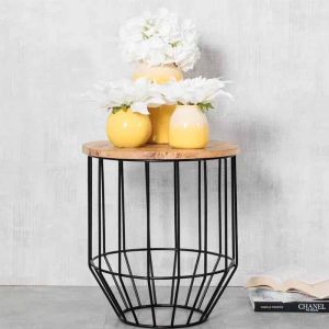 Modern Black Round Metal Wire Side Table