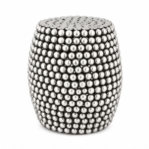 Silver Beaded Metal Side Table