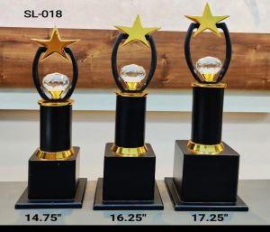 Black and Golden Metal Diamond Star Trophy