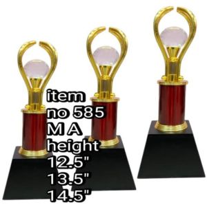 Golden Maroon Crystal Globe Trophy Set