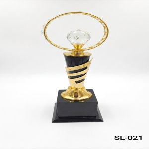 Golden Metal Crystal Ring Trophy