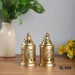 Golden Metal T-Light Hanging Lantern
