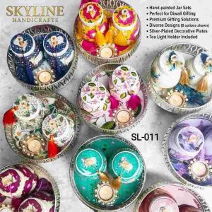 Hand Painted Metal Jar Set