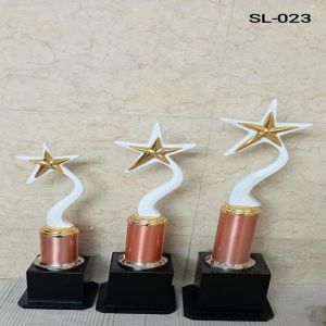 Metal Star Trophy With Wooden Base
