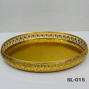 Premium Round Gold Plated Iron Tray