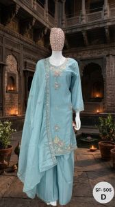 Ladies Azure Bloom Festive Palazzo Set