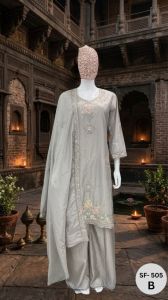 Ladies Azure Bloom Festive Palazzo Set