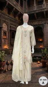 Ladies Azure Bloom Festive Palazzo Set