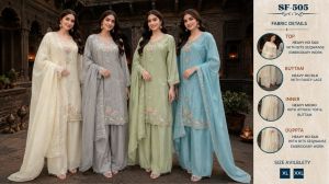 Ladies Azure Bloom Festive Palazzo Set