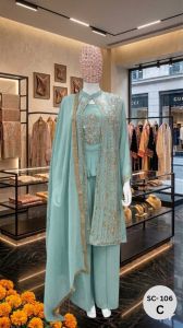 Ladies Designer Embroidered Palazzo Suit Set