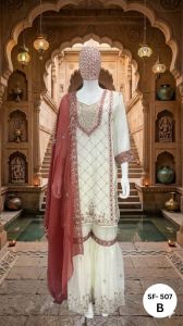 Ladies Designer Embroidered Sharara Suit Set