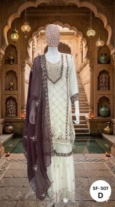 Ladies Designer Embroidered Sharara Suit Set